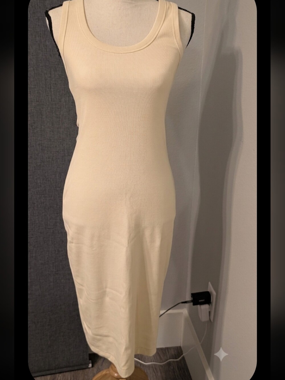 NWT Universal Thread Cream Ribbed Midi Tank Dress Size S